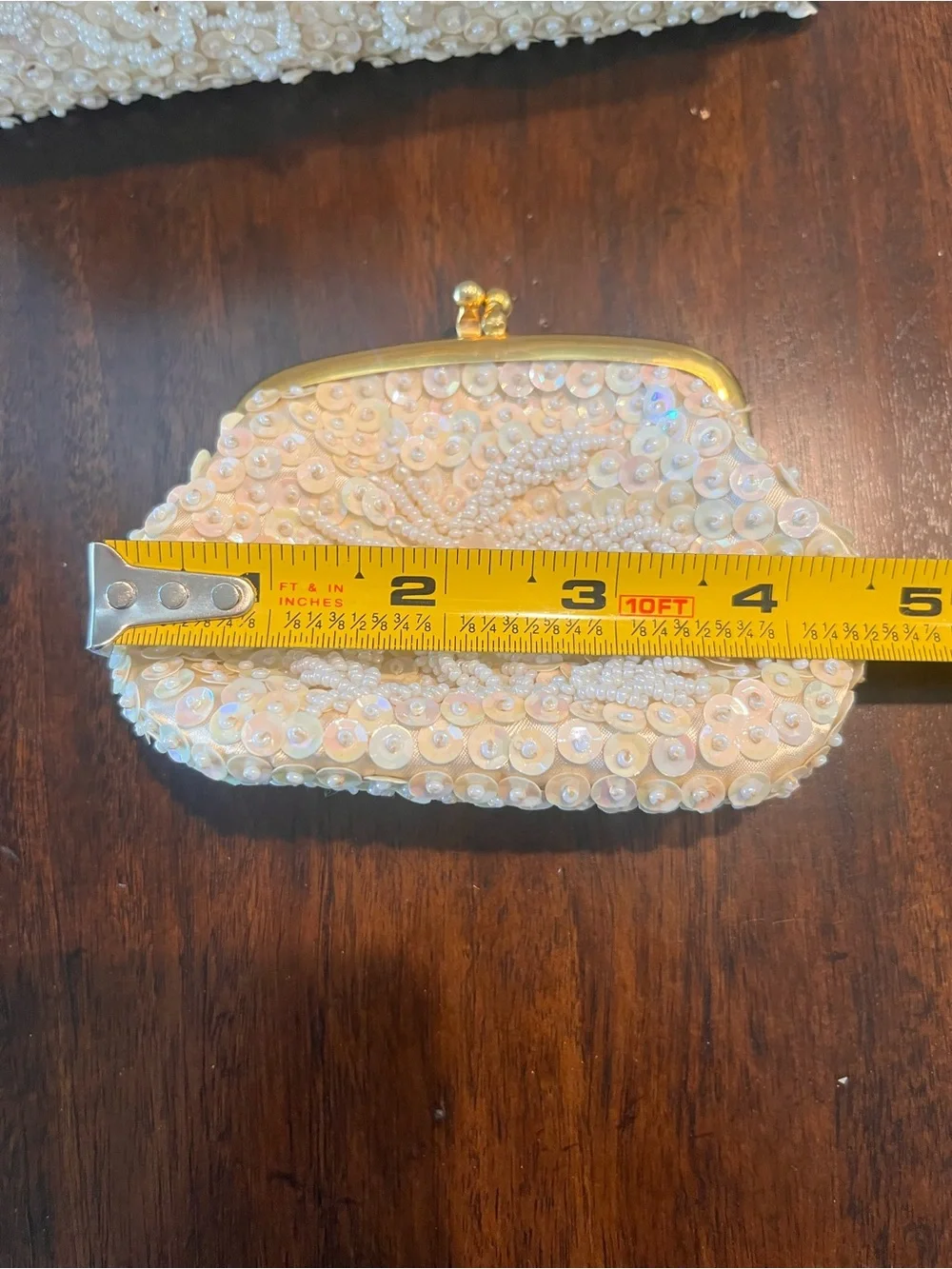 Beaded Ivory Pearl Evening Bag and Coin Purse Set